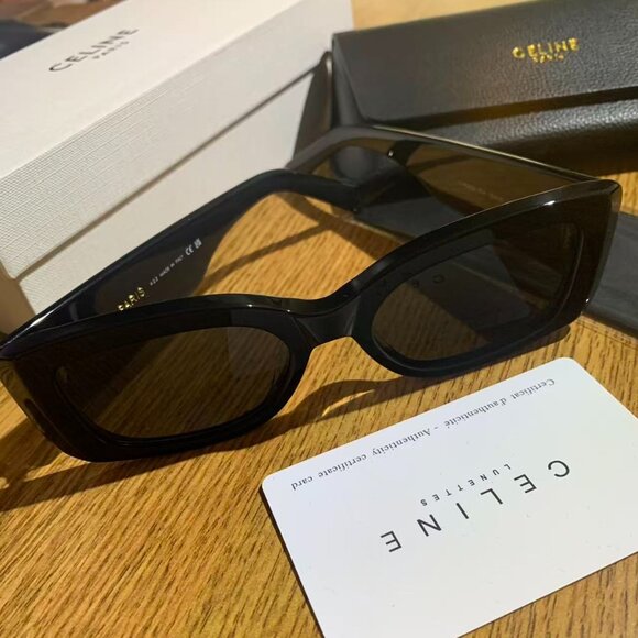CELINE Rectangle Black Sunglasses - Picture 7 of 9